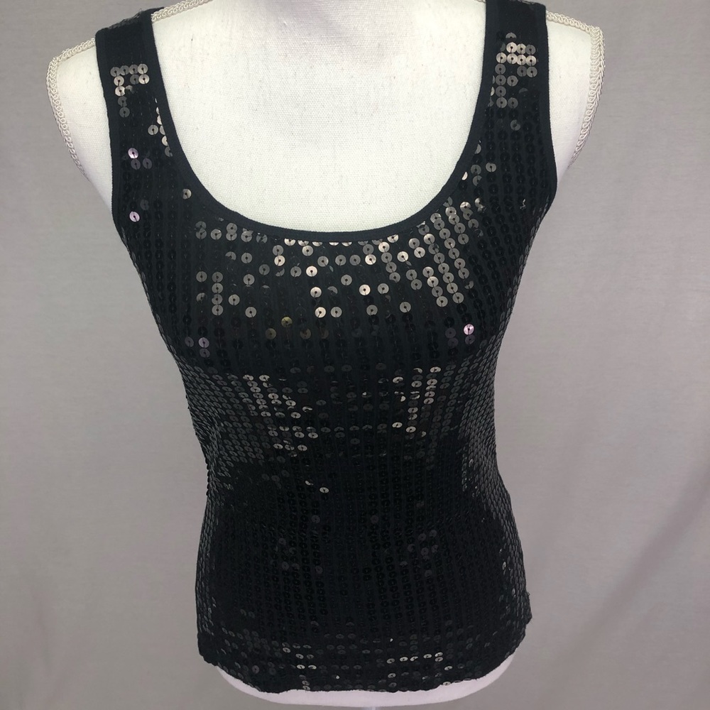 No Boundaries Black Sequin Ribbed Tank Top